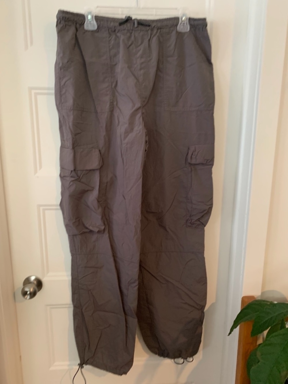 Refuge , Men's Grey/taupe  parachute Cargo Pants - Elastic Waist Utility Trouser